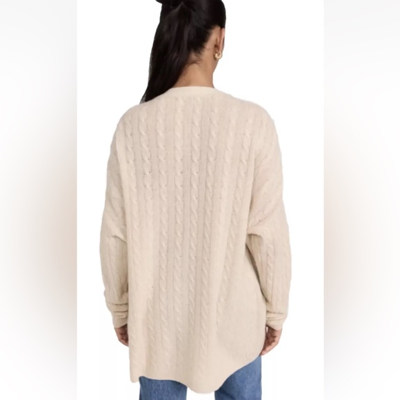 Reformation Beige Giusta Oversized Cashmere Cable Knit Cardigan S - Picture 5 of 12